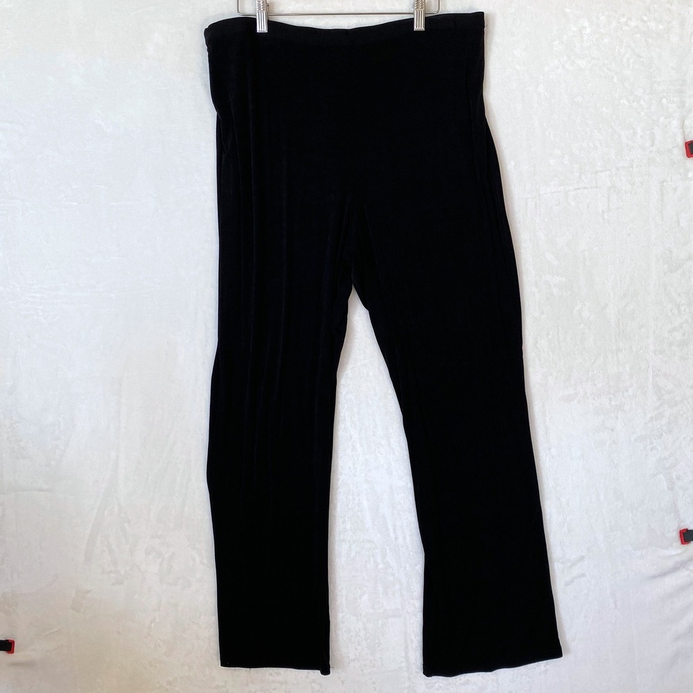 Briggs New York Womens Black Velvet Wide Leg Lounge Pants‎ Plus Size X-Large